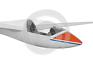 Front of a modern glider isolated.