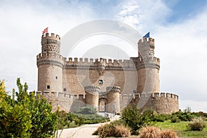 Front of New Castle of Manzanares el Real in Spain