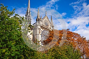 The front of Notre Dame Paris, France