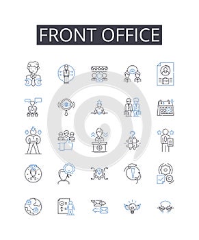 Front office line icons collection. Loyalty, Devotion, Persistence, Dedication, Resilience, Devotion, Steadfastness