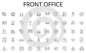 Front office line icons collection. Soundscapes, Music, Sonic, Aural, Audiovisual, Noise, Sensory vector and linear photo