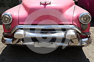 Front of an old American car in Havana, Cuba