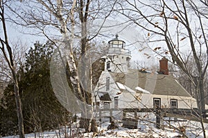 Front of Old Mission Lighthouse, Traverse City, Michigan in win photo