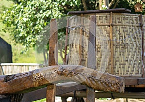 The front of an old ox cart, where the ox`s head where placed