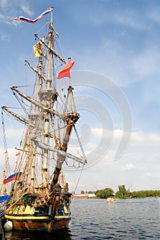 Front of old sailing ship