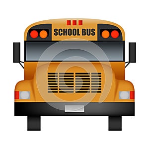 Front of old school bus mockup, realistic style