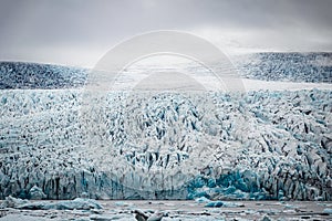 The front of the outlet glacier Fjallsjokull located in Vatnajokull National Park in southern Iceland