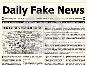 Front page of daily fake news mainstream newspaper title headline