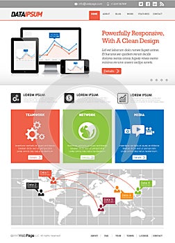 Front page web design template, website element vector