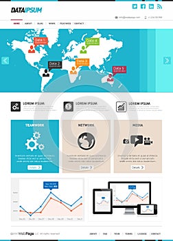 Front page web design template, website element vector