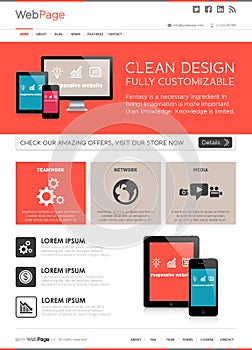 Front page web design template, website element vector
