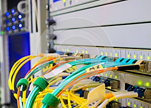 The front panel of the central router is located in the server rack of the data center.The concept of high-speed Internet