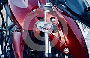 Front parts of a large motorbike isolated photograph