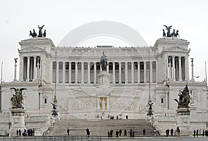 Front picture of the neoclasical Motherland Monument in Rome