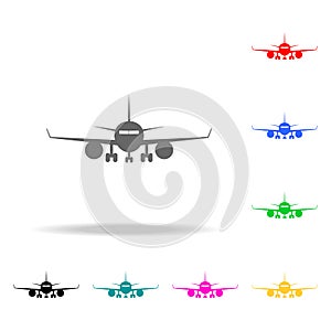 front of the plane icon. Elements of Airport multi colored icons. Premium quality graphic design icon. Simple icon for websites, w