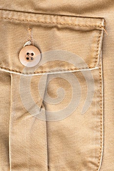 Front pocket on brown shirt textile texture