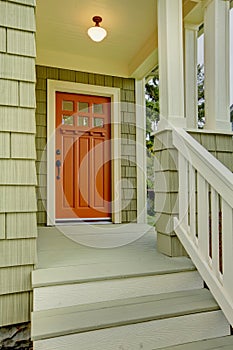 Front poorch and door of the green house.