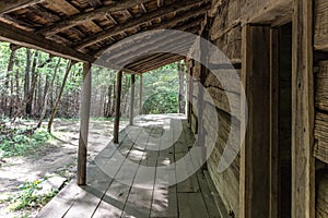 Front Porch Of Historical Pioneer Log Cabin