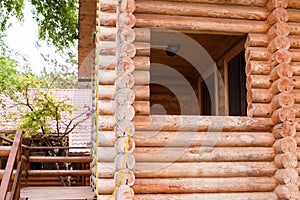 Front porch log house.