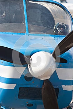 Front of propeller-driven airplane