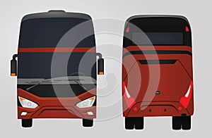 Front and rear side of red bus