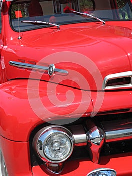 A Front of red old timer