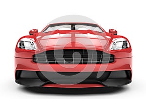 Front of a red sport car isolated on a white background