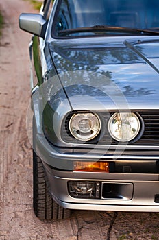 The front right of an old German rare car from the 80s