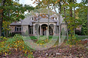 Front of Rustic Country Home With Stone Construction