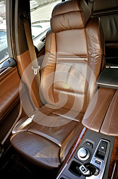 Front seat inside luxury car