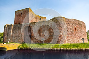 The front side of the historic ruin castle Teylingen in Sassenheim