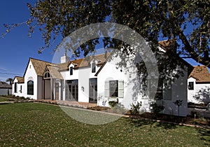 Front side of new modern desert home