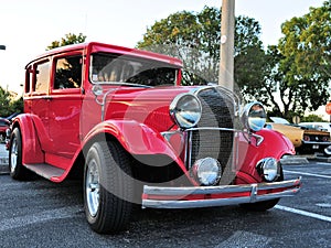 Front-side view of antique car