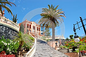 Front staircase at luxury hotel