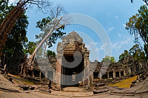 Front of stone temple Angkor Wat