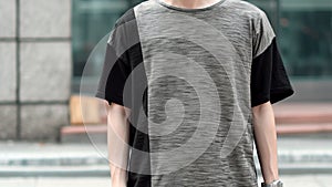 Front t-shirt design fashion handsome man mockup design photo