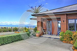 Front terrace of Aurora Lodge. Waipu, NZ