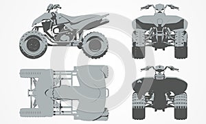 Front, top, back and side quad bike projection