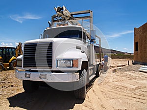 Front of Truck at Construction Site