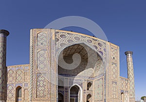 Front of Ulug Beg Madrasa, The Registan, Samarkand, Uzbekistan