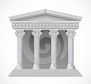 Front view of an antique greek temple. Vector