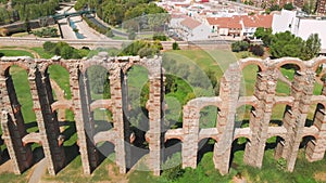 Front view of Aqueduct of Miracles, Merida, Spain