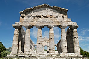 Front view of Athena Temple in Paestum