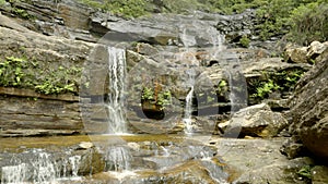 front on view of the base of wentworth falls