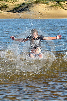 Beach girl in action