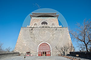 Front view of Beijing's ancient Bell Tower