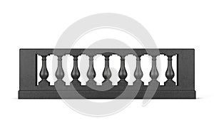Front view black balustrade isolated. 3d rendering