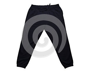 Front view of black sweatpants isolated over white background