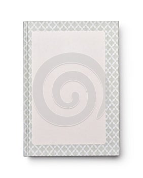 Front view of blank hardcover paper book