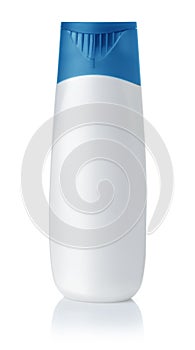 Front view of blank plastic shampoo bottle